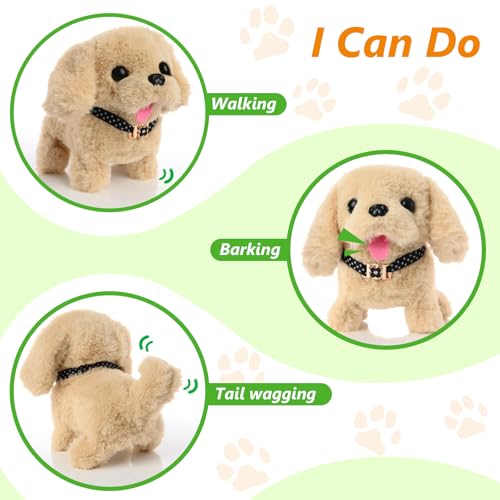 WorWoder Electronic Interactive Plush Puppy Battery Operated Mechanical Walking Little Pet Dog with a Cute Bag Barking Tail Wagging Stretching Companion Animal for Toddlers Kids - Image 5