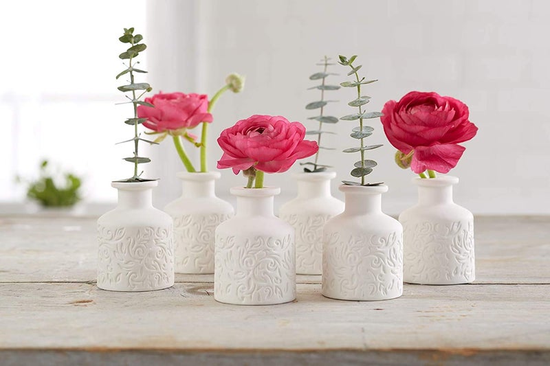 Kozy Kitchen Mini Little Ceramic Flower Bud المزهريات مثالية للزهور الناشئة النباتات الصغيرة أو قطعة الديكور. زخرفة الأزهار الخزف الجميل (مجموعة من 3)