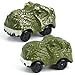 BEMITON Pack of 2 Dinosaur Car Toy Birthday Gifts for 3 4 5 6 7 Year Old Boys Kids Replacement Track Car with LED Light Up Dino Accessories Compatible with Race Track Building Kits - Image 2
