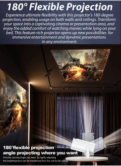 DBLEW HD Smart Projector P30 MAX 210ANSI Lumens Android 11 Portable Mini Cinema Ultra HD Gaming Projector 130 Inches Screen Display Lamp 4K Home Movie Theater Gaming Video Presentations Home Entertainment 180 Degree Rotating Screen Mobile Phone Projection 10K Built In Games  - Image 3