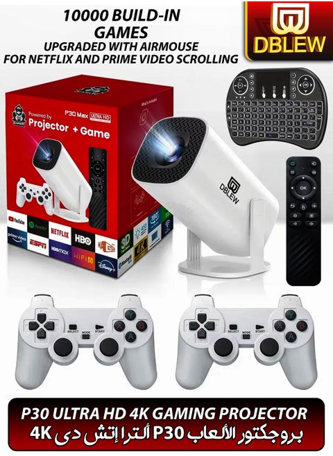 HD Smart Projector P30 MAX 210ANSI Lumens Android 11 Portable Mini Cinema Ultra HD Gaming Projector 130 Inches Screen Display Lamp 4K Home Movie Theater Gaming Video Presentations Home Entertainment 180 Degree Rotating Screen Mobile Phone Projection 10K Built In Games