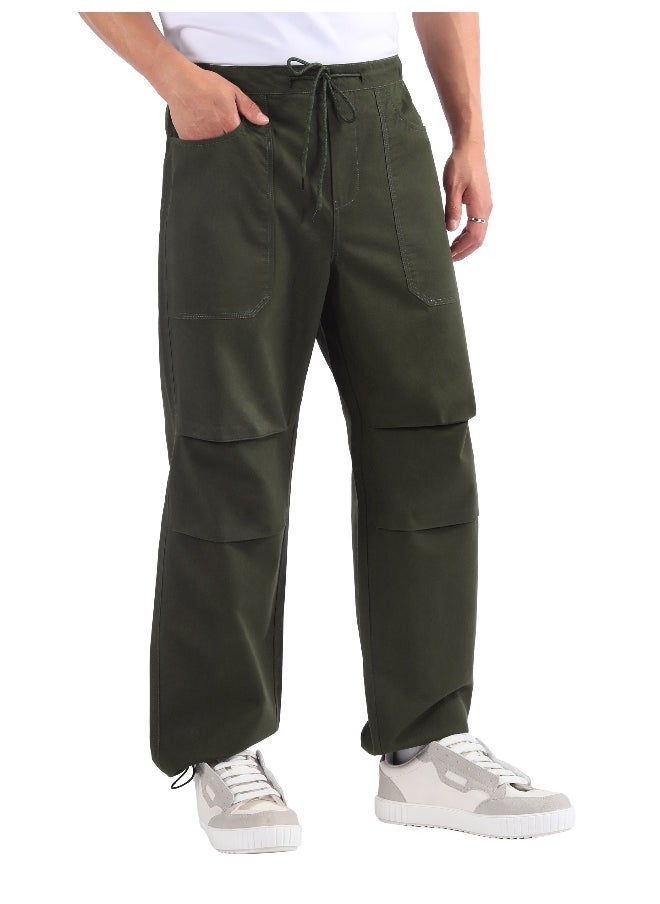Beyoung Army Green Double Pleated Cargo Joggers  - Image 3