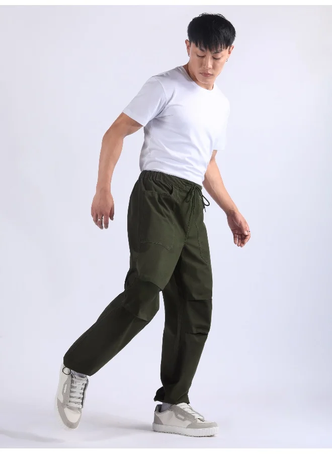 Beyoung Army Green Double Pleated Cargo Joggers