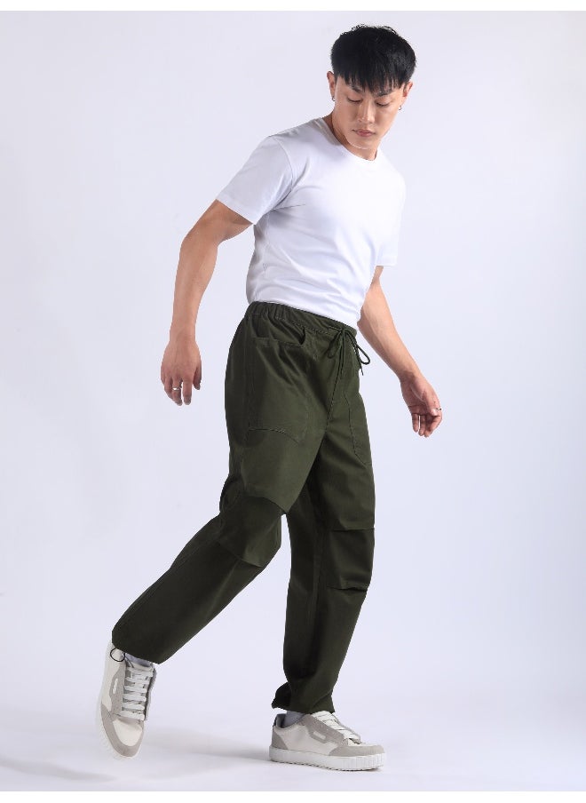Beyoung Army Green Double Pleated Cargo Joggers  - Image 5