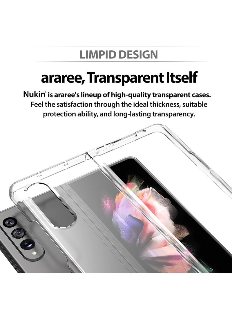 araree araree Nukin Samsung Galaxy Z Fold 3 Case, Clear Case Cover Transparent Ultra Thin Cover Slim Sturdy Hard PC Phone Case Minimalist Solid Sleek Designed for Galaxy Z Fold 3 5G(2021) - Clear  - Image 3
