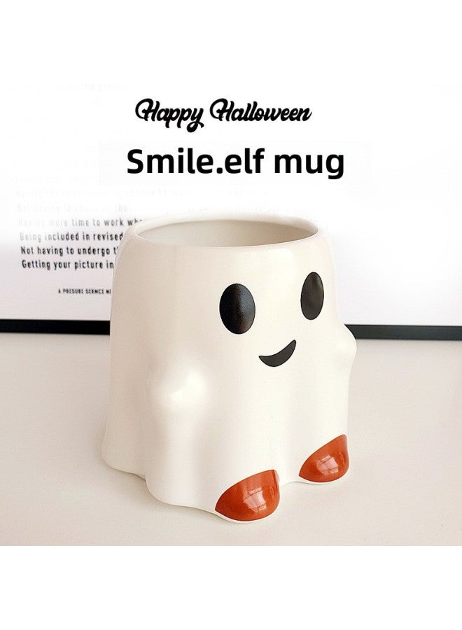 Creative Halloween Gift Pumpkin Ceramic Mug Mug Drinking Water Cup For Male And Female Friends Funny Gift Paper Packaging-Color:Pumpkin Cup Halloween Gift Paper Bag Packaging Comes With A Random Ring-Specification:Standard - Image 2