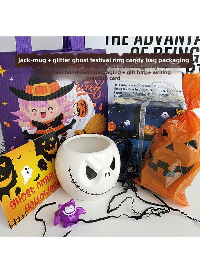 Creative Halloween Gift Pumpkin Ceramic Mug Mug Drinking Water Cup For Male And Female Friends Funny Gift Paper Packaging-Color:Pumpkin Cup Halloween Gift Paper Bag Packaging Comes With A Random Ring-Specification:Standard - Image 4