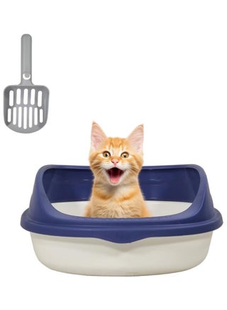 Semi-enclosed litter box with litter scoop, Anti-splashing, Suitable for medium sized cat, Easy to clean and detachable fence, Open top high sided litter box 37 cm L (Blue and White Color) - pzsku/Z61ABD01342EF165F03F2Z/45/_/1709998371/acf00087-147e-4c83-96c1-1299e1233308