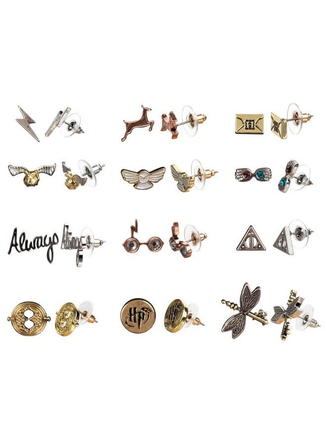 Bioworld Harry Potter Hogwarts Symbols Zinc Alloy Earrings Set For Women - Image 1