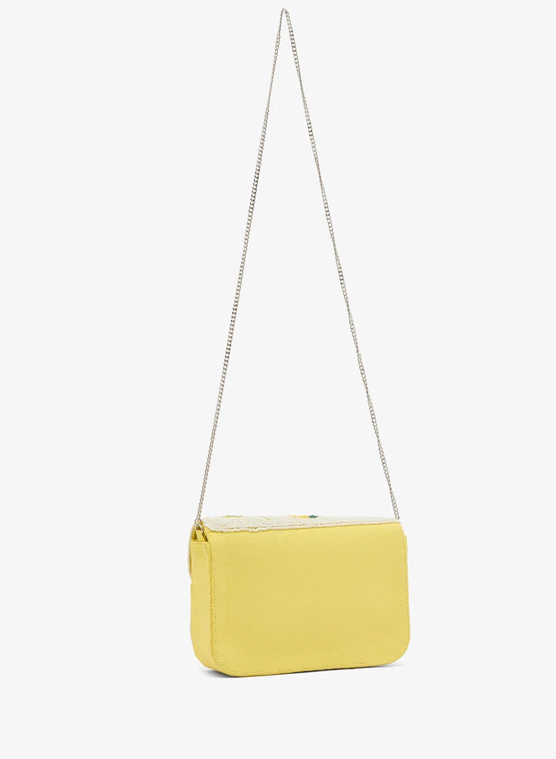 جينجر بوتيك حقيبة كروس بودي مطرزة بالخرز بطبعة ليمون