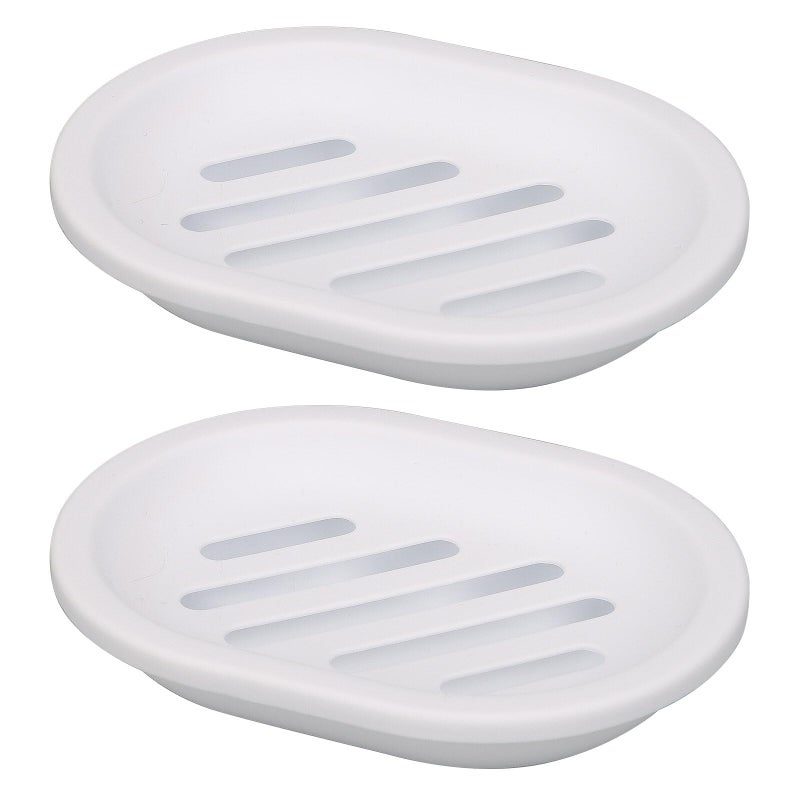 Topsky Soap Dish for Shower 2pcs Soap Dishes Soap Savers for Bar Soap Soap Bar Holder Shower with Drip Tray Plastic Soap Holders with Drain for Kitchen Sink Easy to Clean DryWhite - Image 2