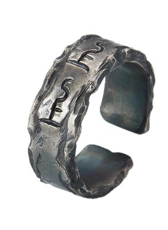 LATEEN Men Adjustable Ring Sliver S925 Ring Elegant Unique Retro Sliver  Non-Fading Open Ring - Image 1