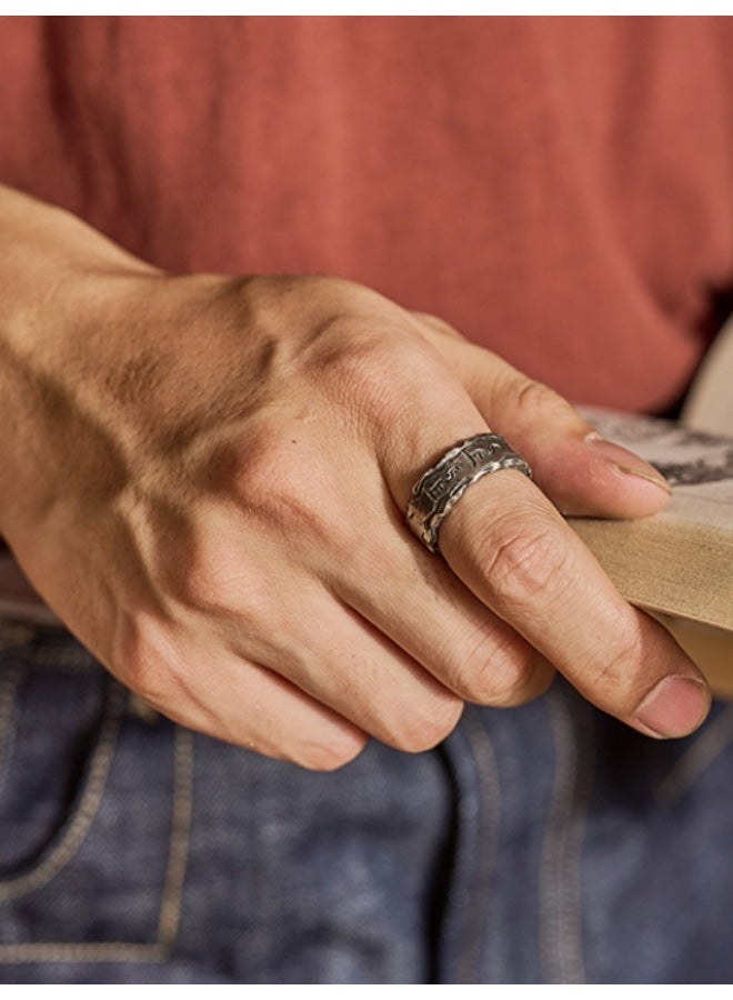 LATEEN Men Adjustable Ring Sliver S925 Ring Elegant Unique Retro Sliver  Non-Fading Open Ring - Image 3