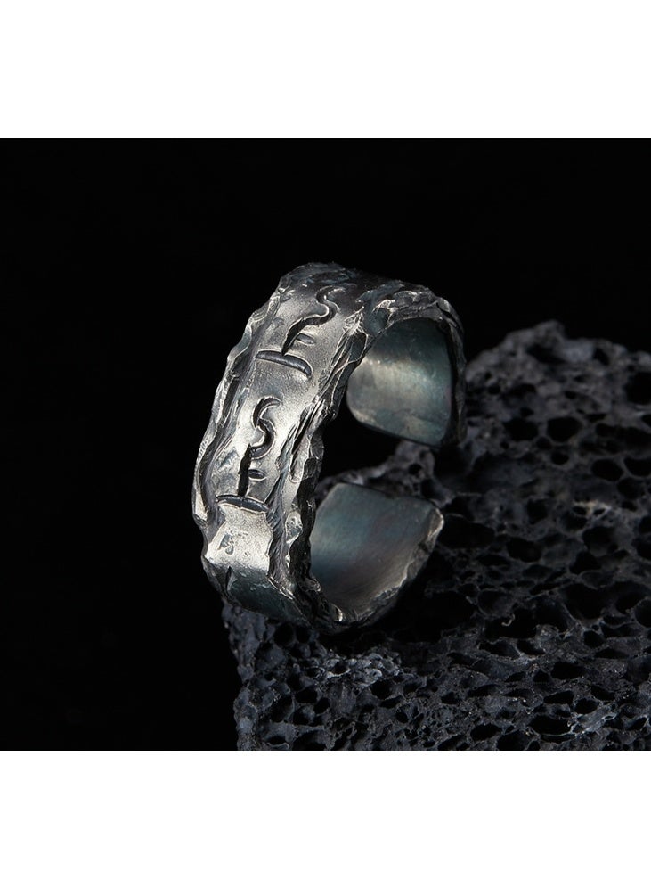 LATEEN Men Adjustable Ring Sliver S925 Ring Elegant Unique Retro Sliver  Non-Fading Open Ring - Image 2