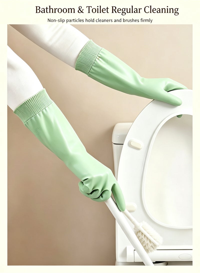 LuckSa Kitchen Dishwashing Gloves Thick Fleece Lined Rubber Latex Household Gloves Waterproof Long Warm Cleaning Gloves for Laundry Washing Dishes Gardening - Image 5