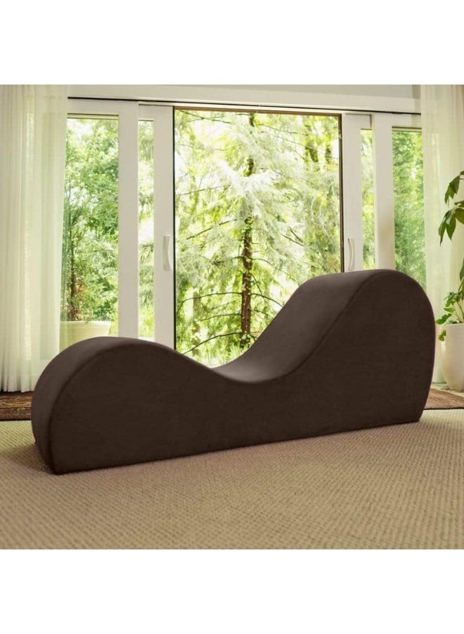 Generic Stlish Velvet S-Shape Sofa Modern Yoga Chaise Lounge Comfort with Vintage Charm (Brown)  - Image 1