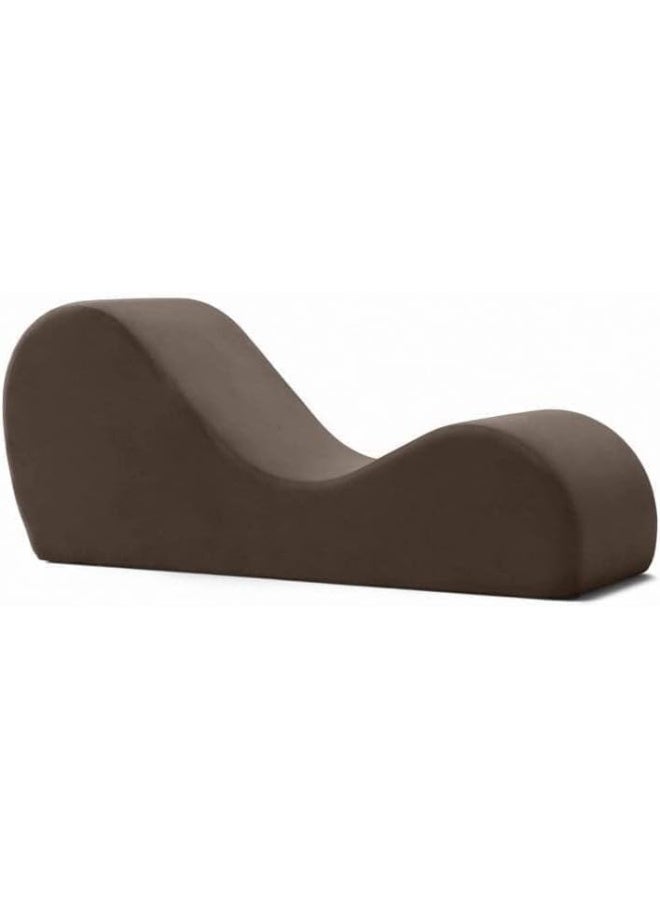 Generic Stlish Velvet S-Shape Sofa Modern Yoga Chaise Lounge Comfort with Vintage Charm (Brown)  - Image 3