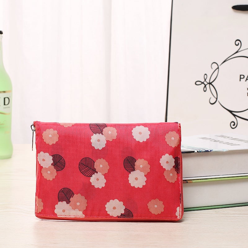 Korean Style Wallet Folding Shopping Bag Watermelon red flowers 