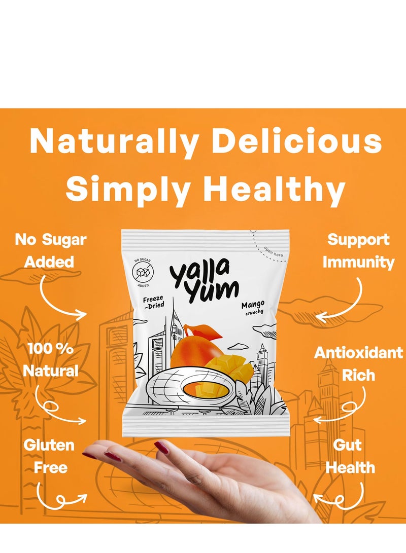 YallaYum Freeze-Dried Mango, 6 Packs of 15g | 100% Fruit, Non-GMO, No Added Sugar, Gluten-Free,No Additives Added, Vegan, Made From 900g Fresh Mango | Healthy Snack for On-the-Go - Image 2