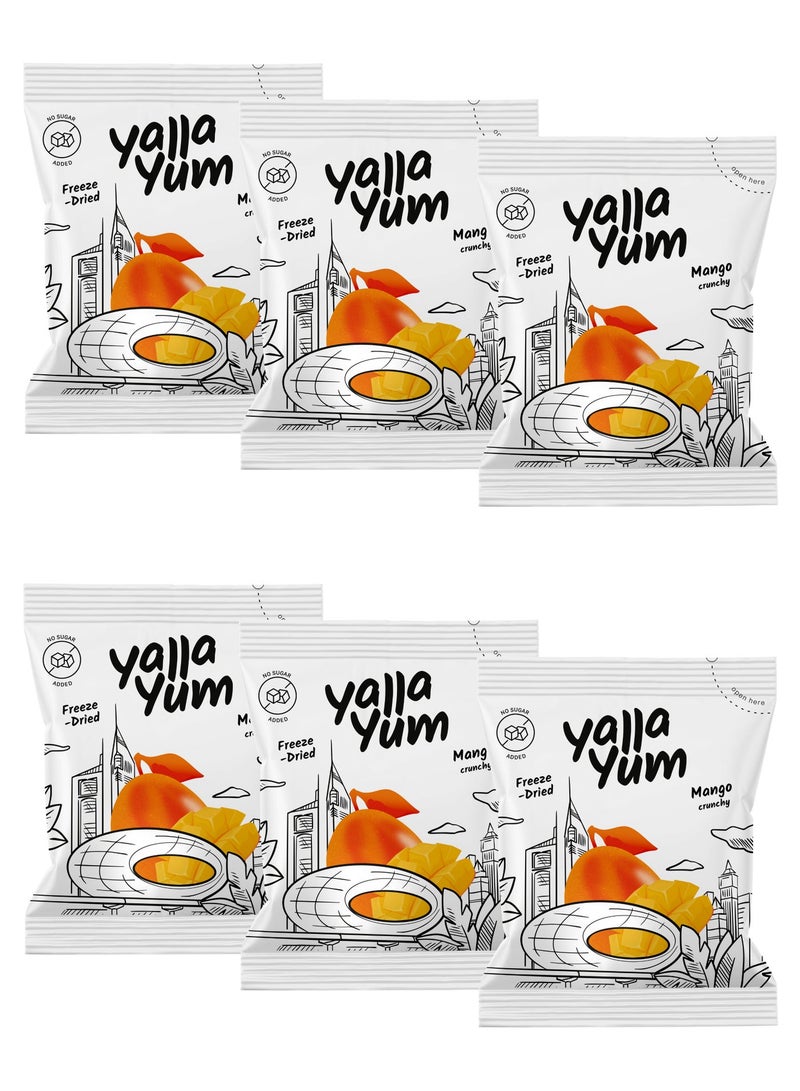 YallaYum Freeze-Dried Mango, 6 Packs of 15g | 100% Fruit, Non-GMO, No Added Sugar, Gluten-Free,No Additives Added, Vegan, Made From 900g Fresh Mango | Healthy Snack for On-the-Go - Image 1