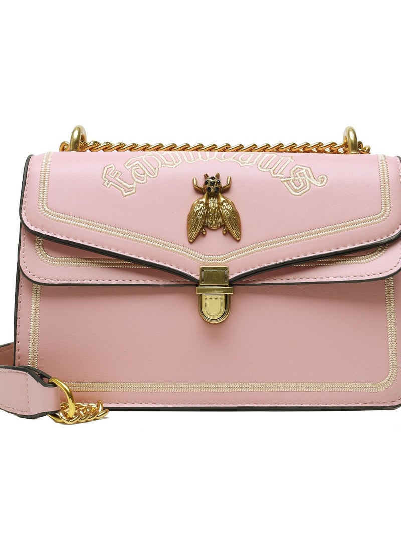 Little Bee Bag Women'S Shoulder Handbag Chain Embroidery Thread Small Square Bag Large Capacity Trendy White - Image 2