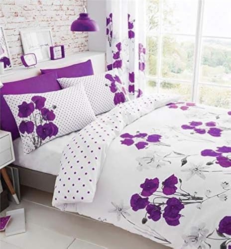 Homemaker  Purple poppy duvet cover bedding sets flower print quilt cover  pillow cases 3 pieces King