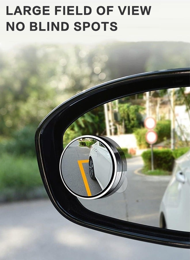 2 Pieces Vacuum Blind Spot Mirror, No Glue, No Harm To The Car Mirror, 2 Inch Round Hd Glass Convex Wide Angle Side Mirrors, Convex Mirrors for Any Car, Van, Suv and Truck (Silver, 2 Pcs) - Image 2