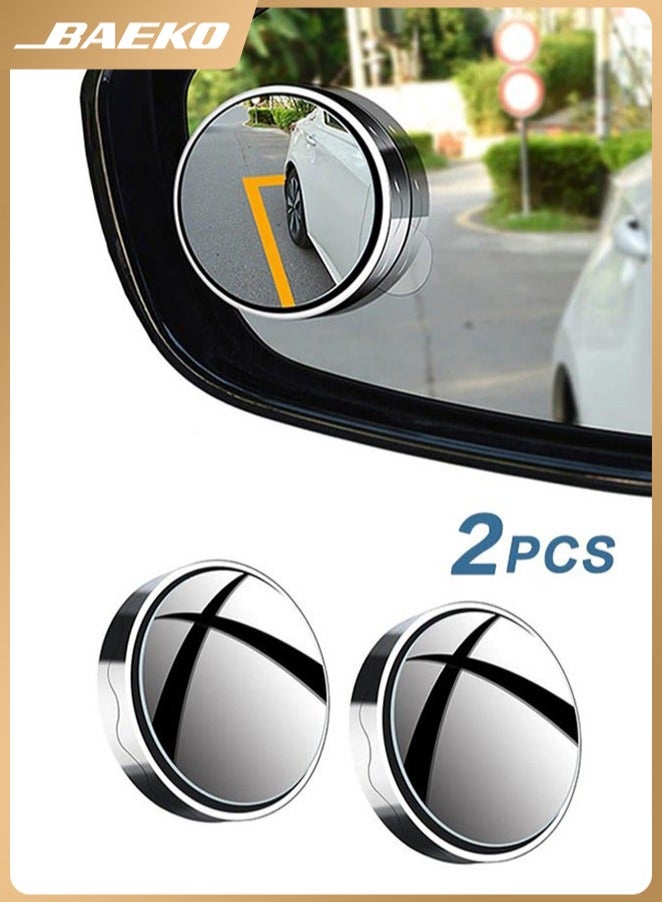 2 Pieces Vacuum Blind Spot Mirror, No Glue, No Harm To The Car Mirror, 2 Inch Round Hd Glass Convex Wide Angle Side Mirrors, Convex Mirrors for Any Car, Van, Suv and Truck (Silver, 2 Pcs) - Image 1