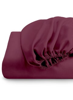Rest Fitted Bedsheet 180X200+30Cm Breathable Plush Burgundy Fabric With Deep Pockets Machine Washable For Optimal Protection  - Image 2