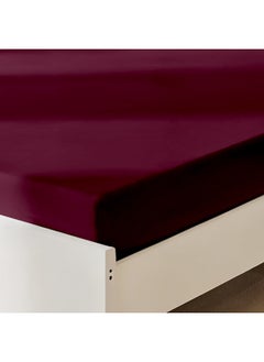 Rest Fitted Bedsheet 180X200+30Cm Breathable Plush Burgundy Fabric With Deep Pockets Machine Washable For Optimal Protection  - Image 3