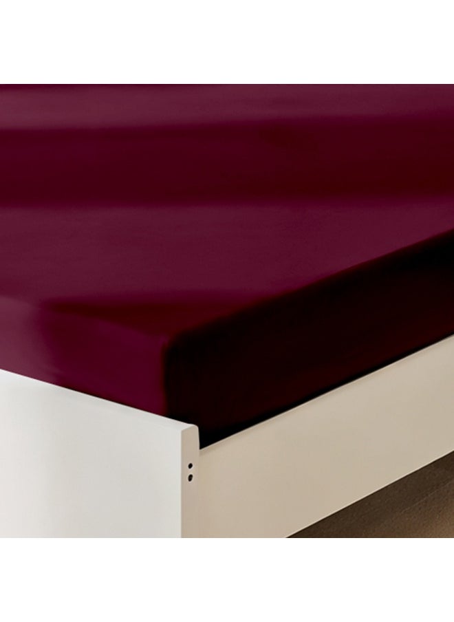 Rest Fitted Bedsheet 180X200+30Cm Breathable Plush Burgundy Fabric With Deep Pockets Machine Washable For Optimal Protection  - Image 3
