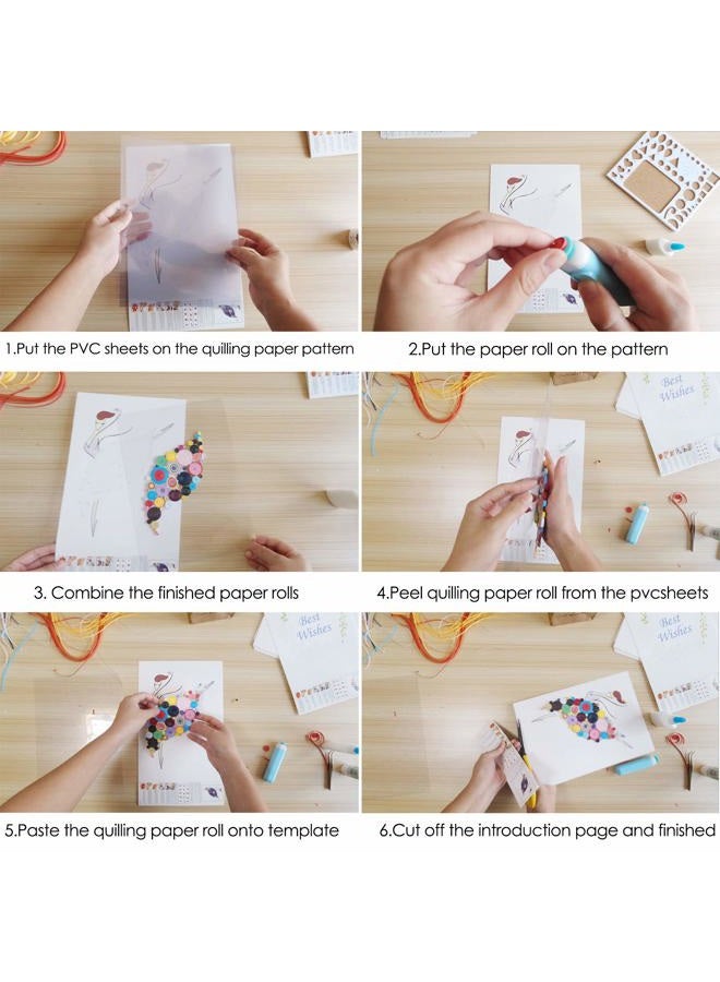 Rancco 20 Pcs Quilling Paper Stencils + 10 Pcs PVC Sheets, A4 Quilling Art Template Paper Filigree Pattern Origami Template, Wall Art Filigree - Image 4