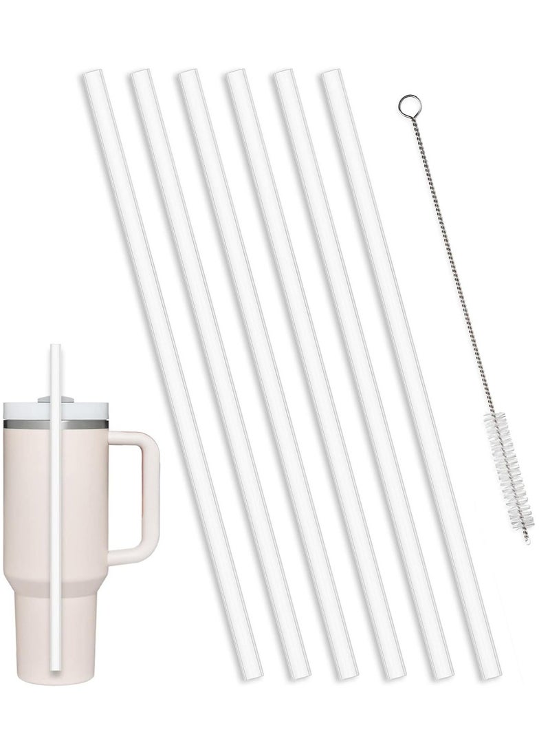 Generic - 6Pack Replacement Straws for Stanley 30/40 oz Tumbler, Reusable Clear Straws Compatible with Stanley Adventure Quencher Travel Mug Cup, Plus Cleaning Brush - Image 1