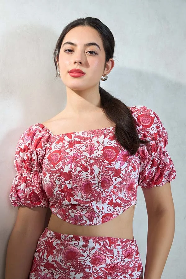 Virgio VIRGIO 100% Cotton Floral Printed Corset Top