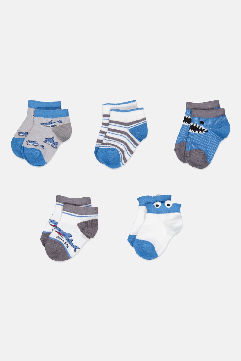 Joe Boxer Toddlers Boy 5 Pairs Graphic Print Ankle Socks, Multicolor - Image 2