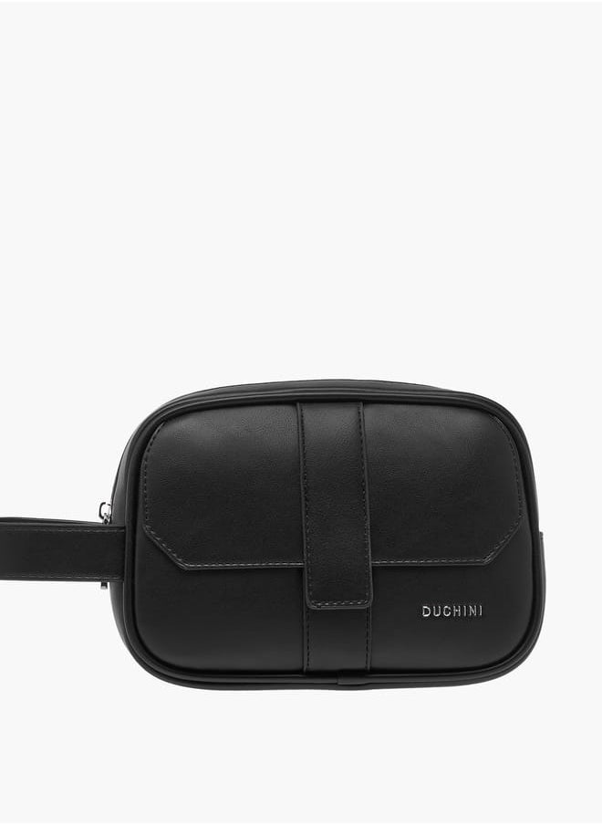 DUCHINI Men Solid Pouch with Wristlet Strap and Zip Closure  - Image 1