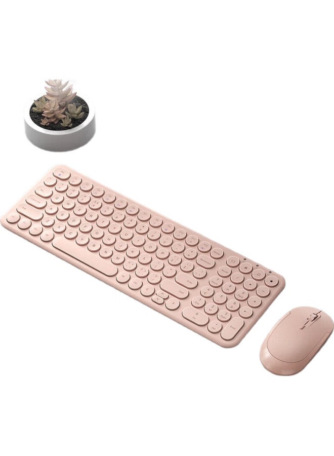 B.O.W Hangshi Hw098Sdl-2 Wireless Keyboard And Mouse Set, Rechargeable Keyboard And Mouse Set, Ultra-Thin Portable, Laptop And Desktop Computer Office Keyboard And Mouse, Pink - Image 1