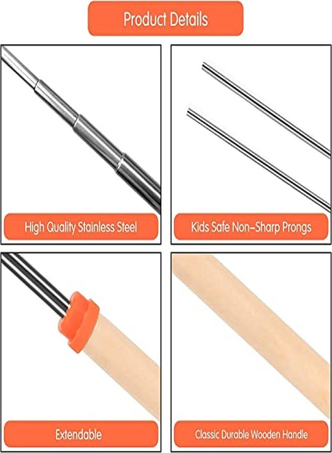 Simple Deluxe 24 Pcs 32 inch Marshmallow Roasting Sticks Extendable Design - Stainless Steel Smores Skewers For Camping, Bonfire, Fireplace, Retractible Sticks with Wooden Handle - Image 5