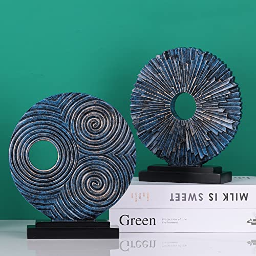 DOVDOV Blue Home Decor Sculpture, Unique Round line Statue, Modern Home Decor, Decorative Panel Statue for Living Room tv Cabinet, Office, Bedroom, Dining Table Center Blue Decor - Image 5