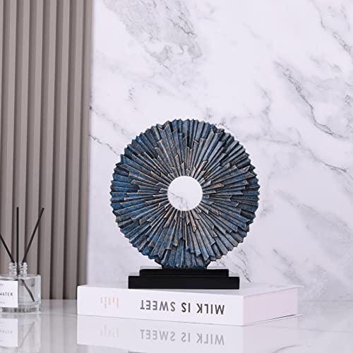 DOVDOV Blue Home Decor Sculpture, Unique Round line Statue, Modern Home Decor, Decorative Panel Statue for Living Room tv Cabinet, Office, Bedroom, Dining Table Center Blue Decor - Image 3