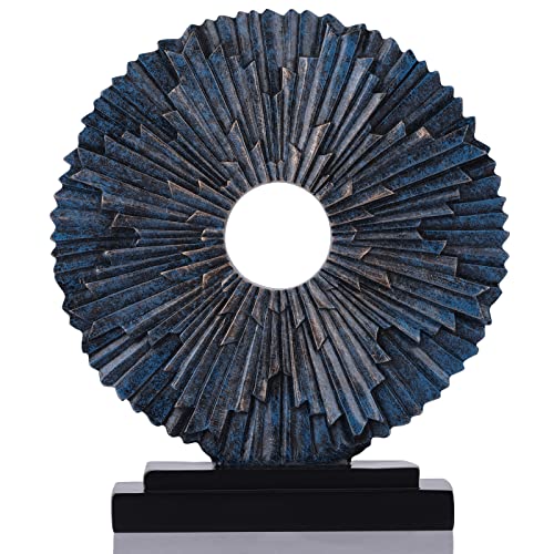 DOVDOV Blue Home Decor Sculpture, Unique Round line Statue, Modern Home Decor, Decorative Panel Statue for Living Room tv Cabinet, Office, Bedroom, Dining Table Center Blue Decor - Image 1