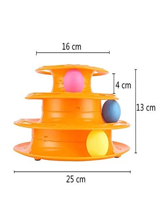 Petlicious & More Interactive Tower of Tracks Plastic 3 Layer Pet Game Entertainment Turntable with Colorful Ball Toy for Cats (Color May Vary, Pack of One) - Image 3