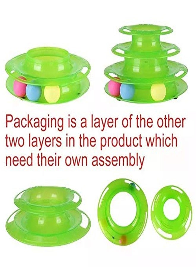 Petlicious & More Interactive Tower of Tracks Plastic 3 Layer Pet Game Entertainment Turntable with Colorful Ball Toy for Cats (Color May Vary, Pack of One) - Image 4