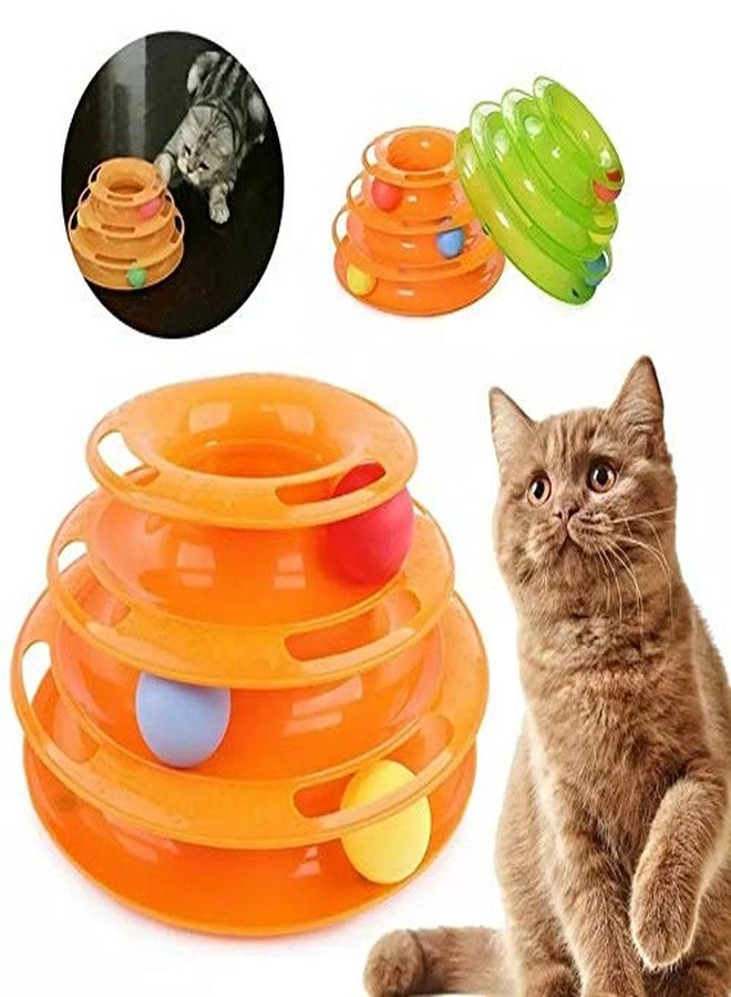 Petlicious & More Interactive Tower of Tracks Plastic 3 Layer Pet Game Entertainment Turntable with Colorful Ball Toy for Cats (Color May Vary, Pack of One) - Image 2