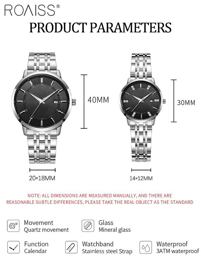 رويس ساعة رجالية كلاسيكية من الكوارتز بسوار فولاذي، شاشة تناظرية، قرص أسود دائري مع نافذة للتقويم، ساعة يد فاخرة بسيطة مضيئة ومقاومة للماء، هدية للرجال - Image 4