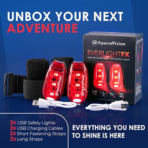 Apace Vision EverLightFX USB Rechargeable LED Safety Light (2 Pack) by Apace - Super Bright Bike Tail Light Works Brilliantly as Running Light for Joggers, Pets, Bicycle Strobe or Rear Clip On Lights - Image 2