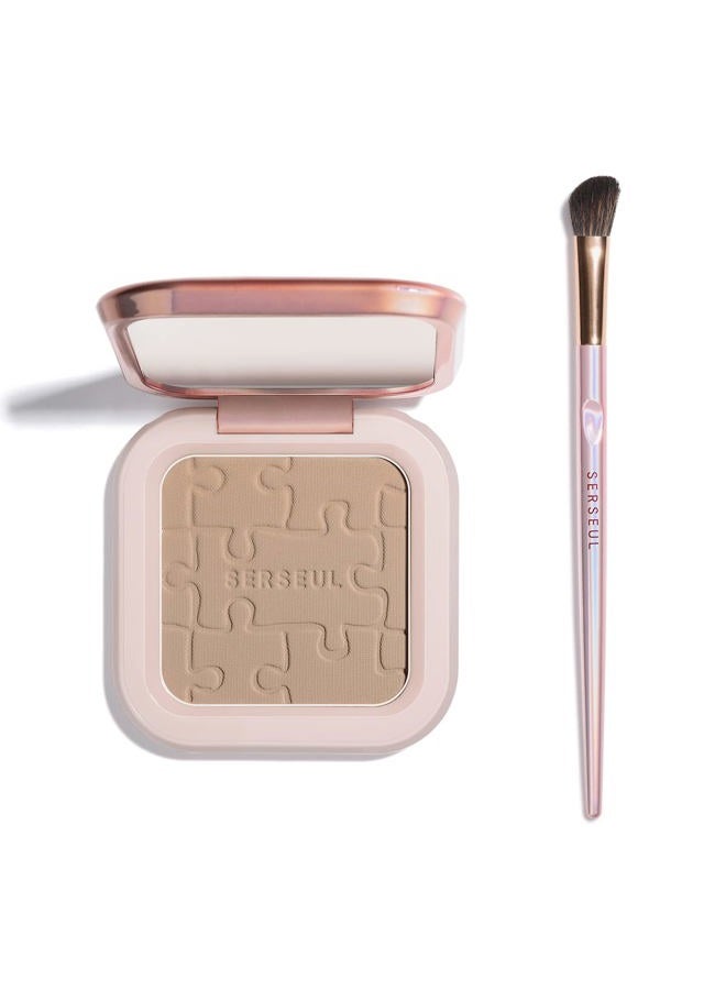 SERSEUL Face Sculpting Contour Powder, Matte Finish Contour Palette,Smooth Face Bronzing Pressed Powder, On the Go Contour Makeup Palette, cool toned Contour Shadow Powder for Light Skins - Image 1