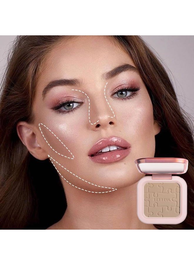 SERSEUL Face Sculpting Contour Powder, Matte Finish Contour Palette,Smooth Face Bronzing Pressed Powder, On the Go Contour Makeup Palette, cool toned Contour Shadow Powder for Light Skins - Image 3