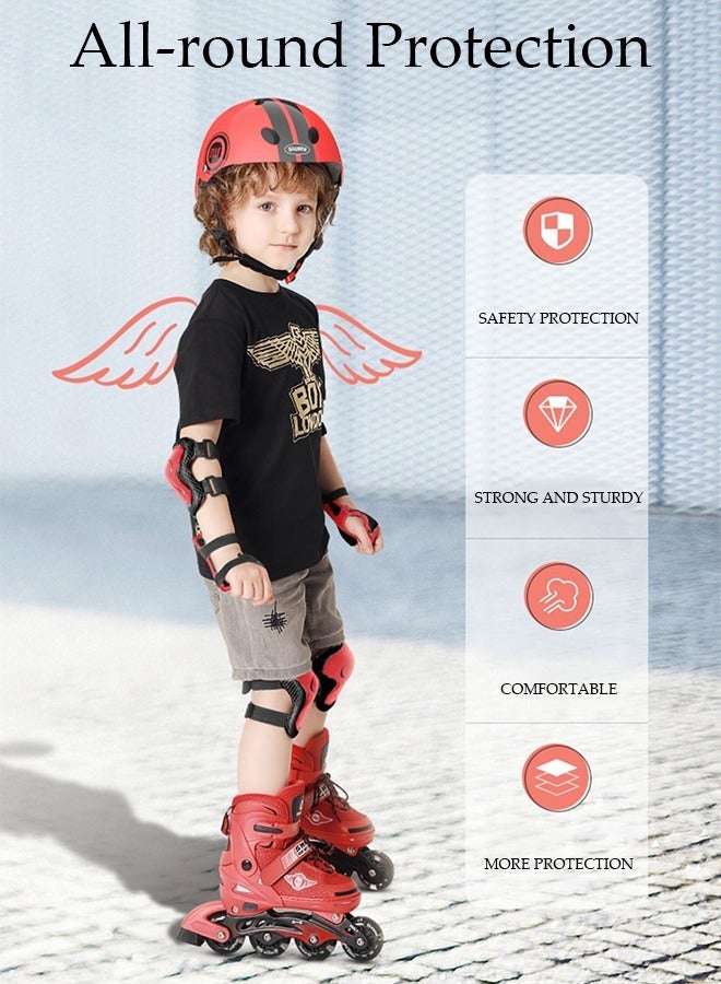 DUNISO 7-Piece Kids Safety Sports Gear Set Include A Pair of Knee Pads Elbow Guard Palm Protector and A Helmet for Outdoor Sports Skateboard Roller Skating - Image 5