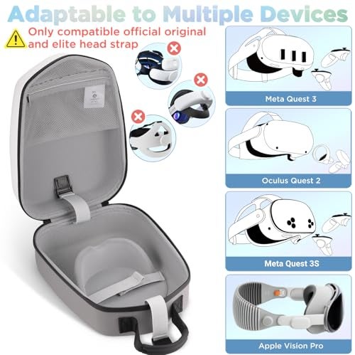FOREGOER Hard Carrying Case Compatible with Meta Quest 3SQuest 3Oculus Quest 2 Official OriginalElite Strap VR Gaming Headset Portable Travel Vision Pro Case for Touch Controllers Accessories - Image 3